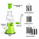 GraterMax Pro™ – Ralador Multifuncional 3 em 1 com Lâminas de Aço Inox e Sistema de Manivela